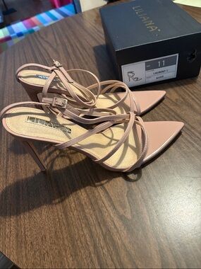 Liliana Size 11 Laurent 1 Strappy Pointed Toe High Heel Sandals Nude